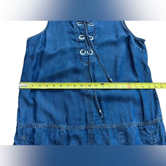 Splendid Denim Dress Sleeveless‎ Size XL Mini Indigo Lace Up Front Blue - Picture 9 of 12